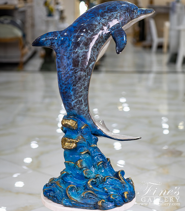 Bronze Fountains  - Single Bronze Dolphin Fountain - BF-936